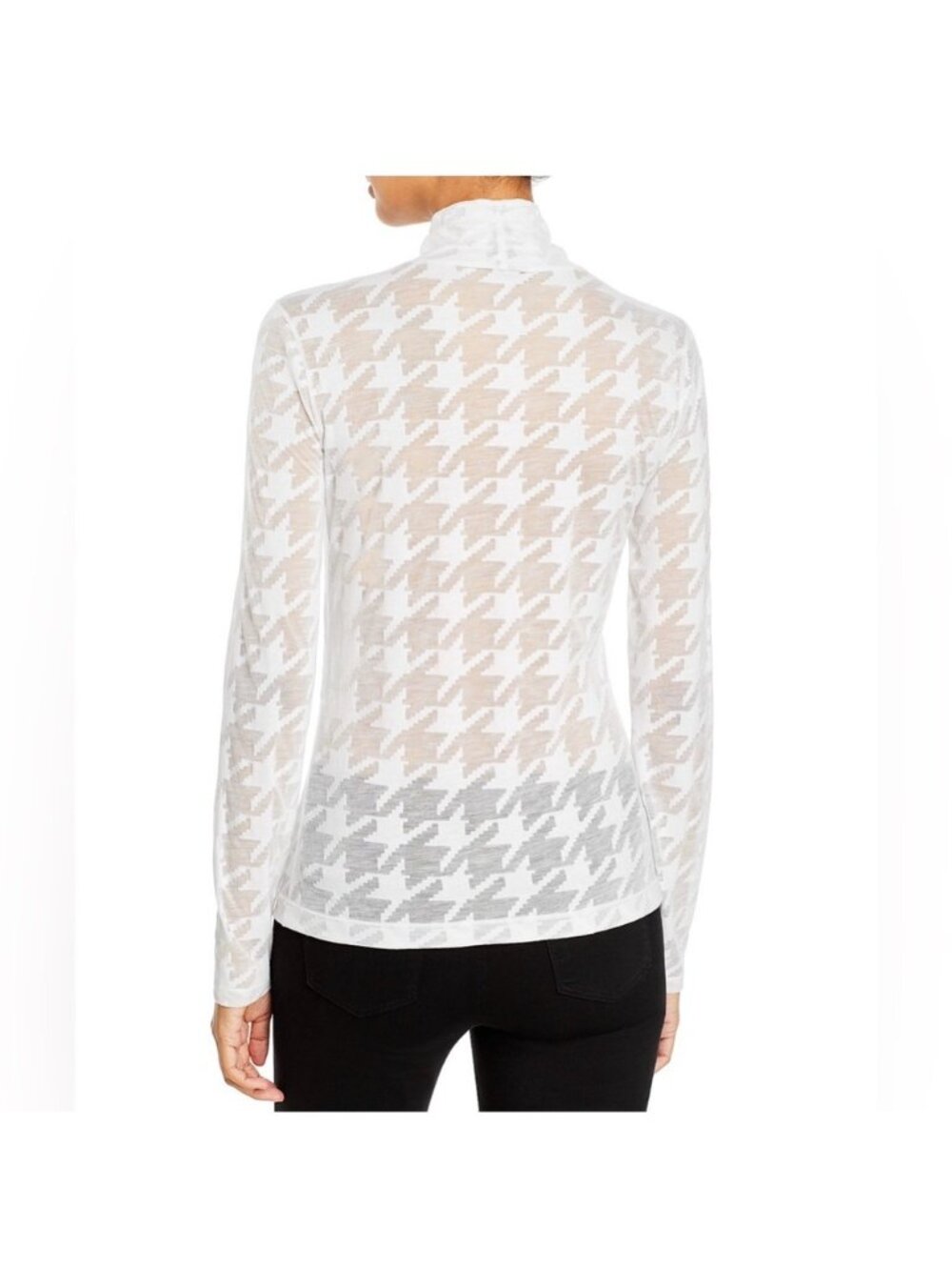 Rag & Bone Valencia Houndstooth Turtleneck Sheer Mesh Top Small - Picture 2 of 5